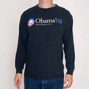 Y2K 2008 Barack Obama President Campaign Voting Politics Long Sleeve T-Shirt L